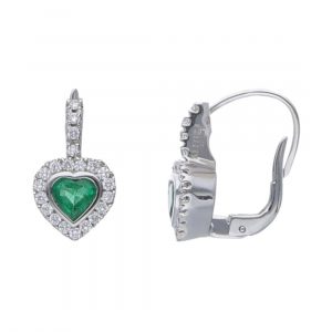 ALFIERI & ST. JOHN Orecchini cuore in diamanti e smeraldi