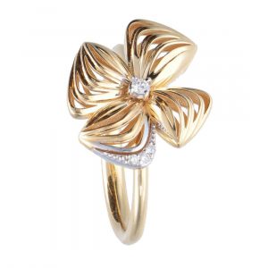 ALFIERI & ST. JOHN Anello design fiore con diamanti