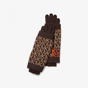 MK Wool Blend Logo Gloves - Cioccolato (Marrone) - Michael Kors